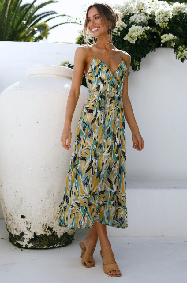 Stilla | Off Shoulder Boho Sling Print Kjole Online salg