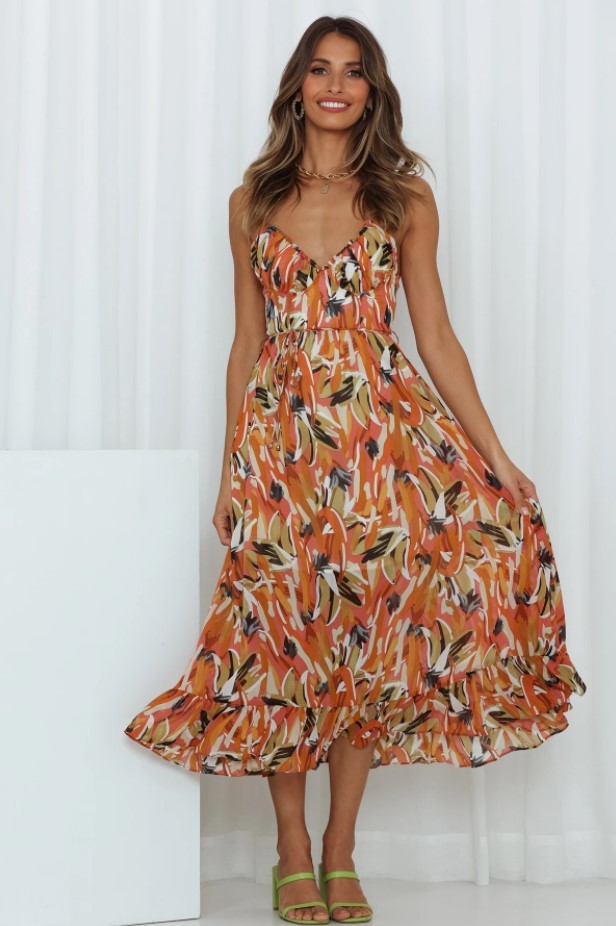 Stilla | Off Shoulder Boho Sling Print Kjole Online salg