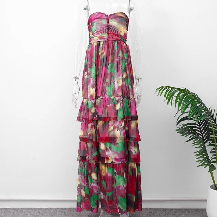 Stilla | offtheshoulder blomsteret maxikjole Online salg