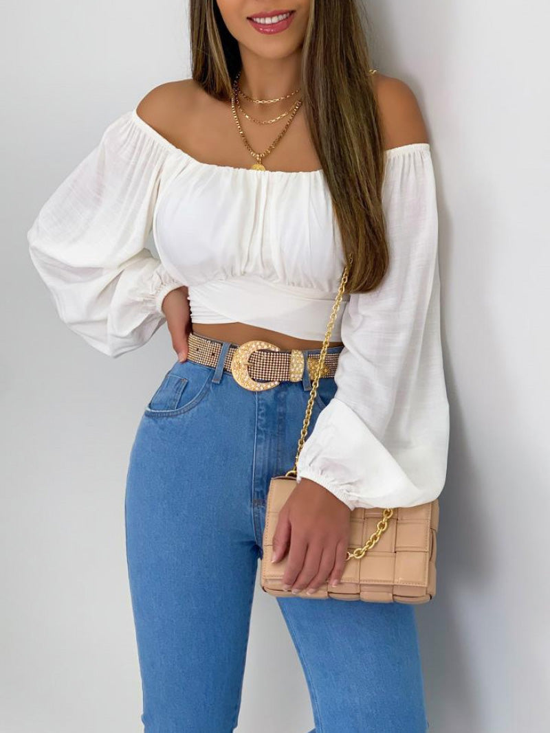 Stilla | Damebluser En Ord Krave Lang Ærme Crop Bluse Mode