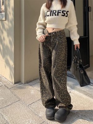 Stilla | Trendy Jeans Med Leopardprint Mode