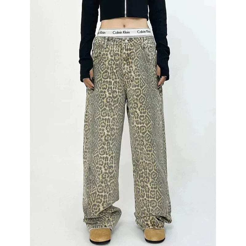 Stilla | Trendy Jeans Med Leopardprint Mode