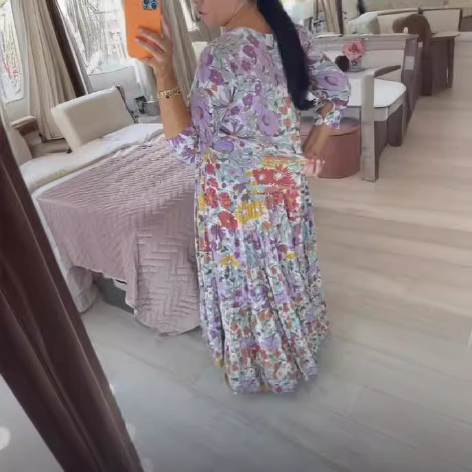 Stilla | Floral-Kjole Plus Størrelse Fe V-Hals Floral Kjole Online Hot Salg