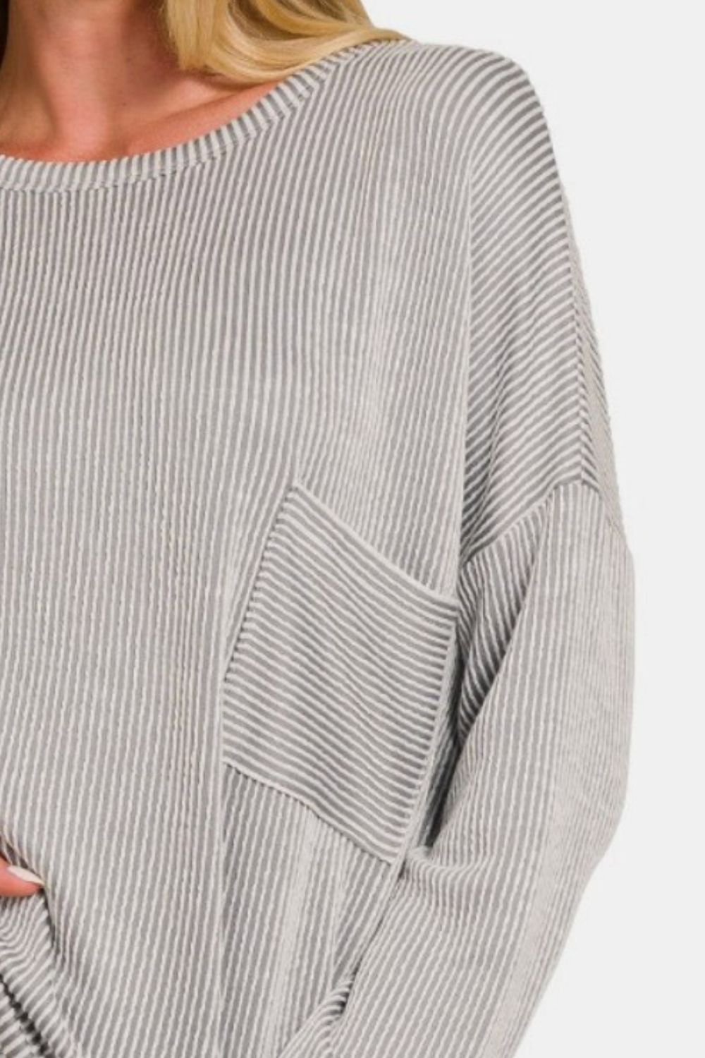 Stilla | Zenana Ribbet Stribet Langærmet T-Shirt