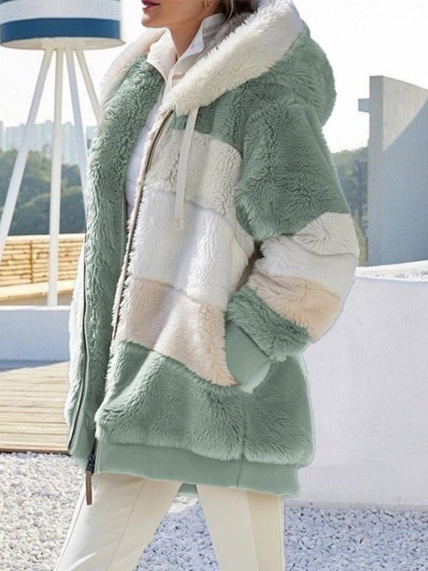 Stilla | Kvinders Frakker Varme Fleece Patchwork Løs Frakke