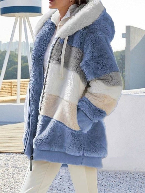 Stilla | Kvinders Frakker Varme Fleece Patchwork Løs Frakke