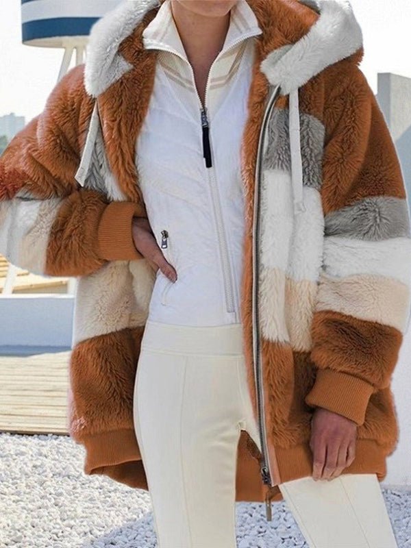 Stilla | Kvinders Frakker Varme Fleece Patchwork Løs Frakke