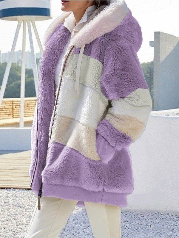 Stilla | Kvinders Frakker Varme Fleece Patchwork Løs Frakke