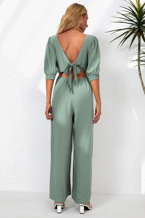 Stilla | Neck Halv Ærme Jumpsuit