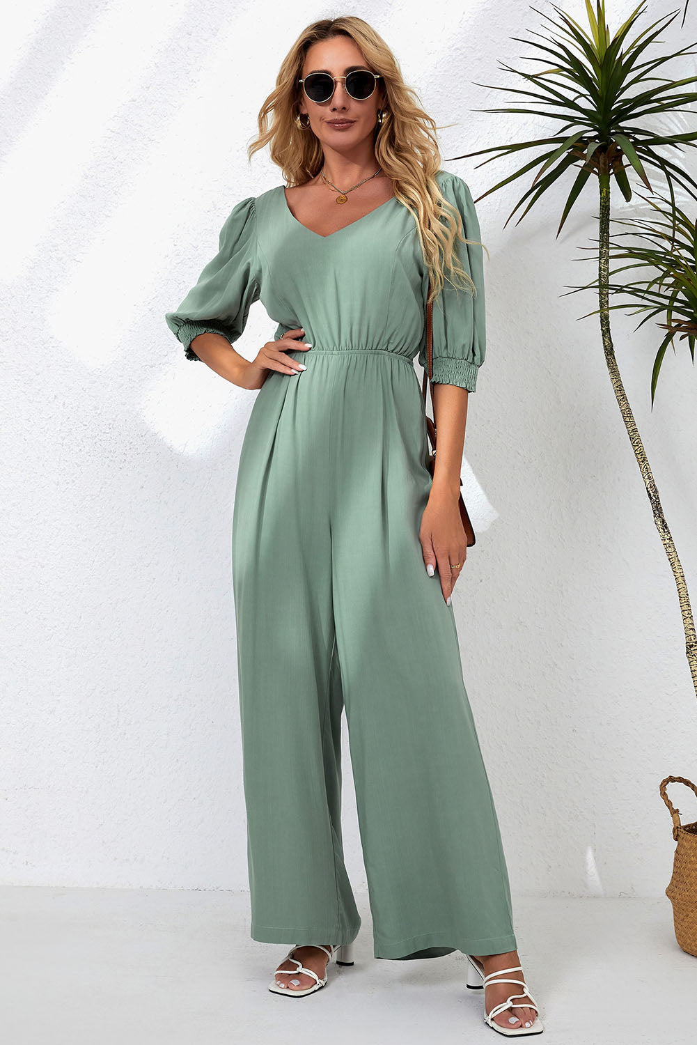 Stilla | Neck Halv Ærme Jumpsuit