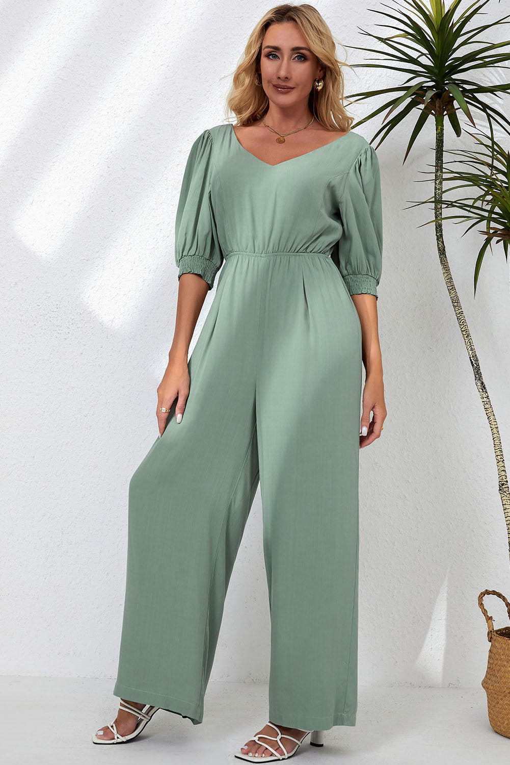 Stilla | Neck Halv Ærme Jumpsuit