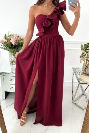 Stilla | Off the Shoulder Maxi Kjole Med Rynket Bodice