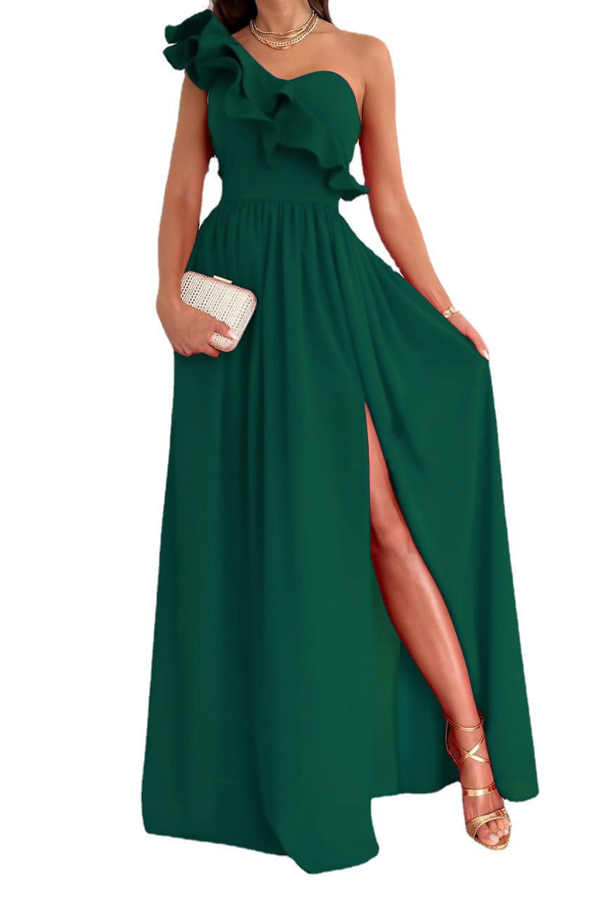 Stilla | Off the Shoulder Maxi Kjole Med Rynket Bodice
