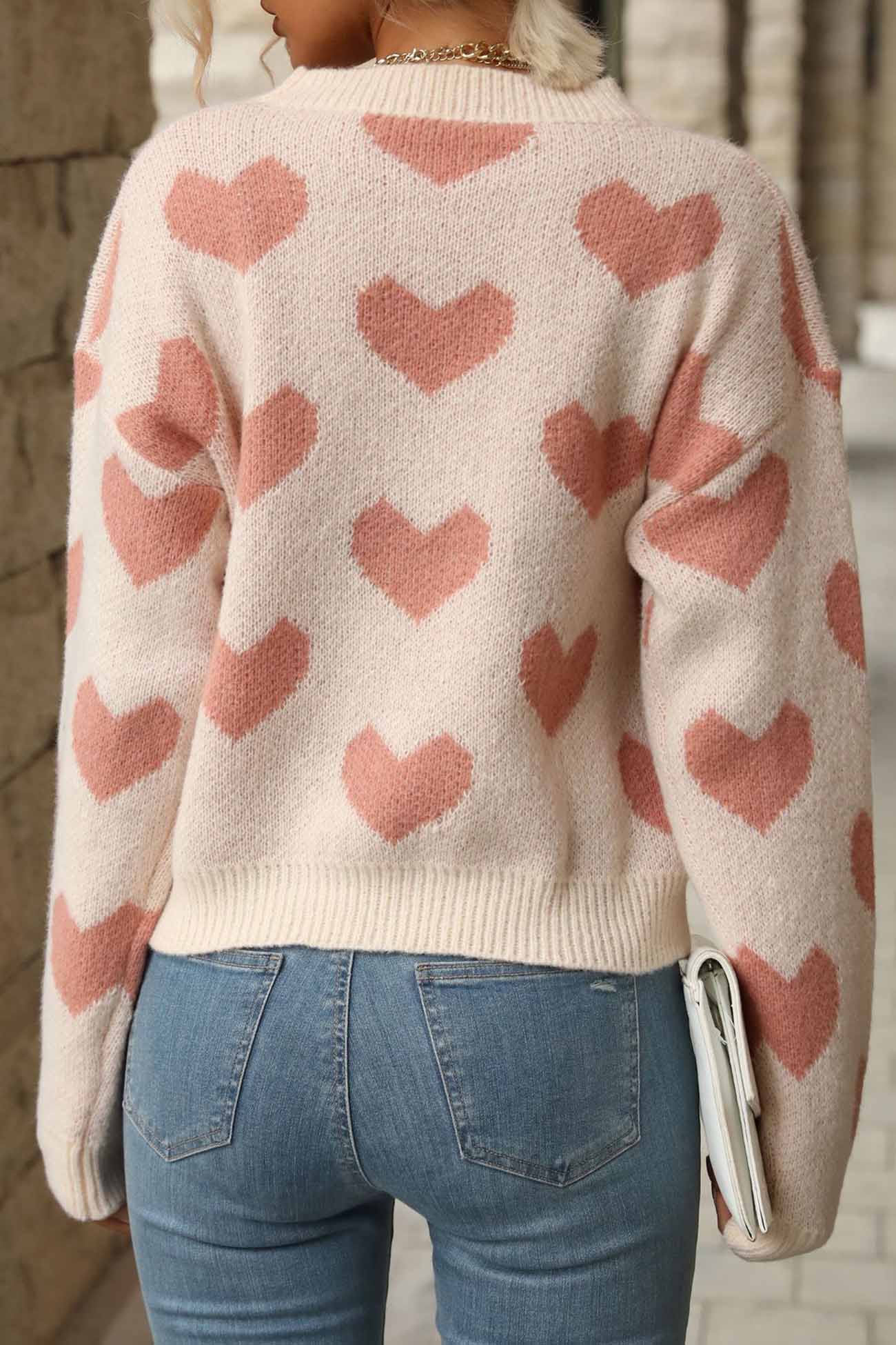 Stilla | Pullover i strik med rund halsudskæring og hjerte mønster Mode