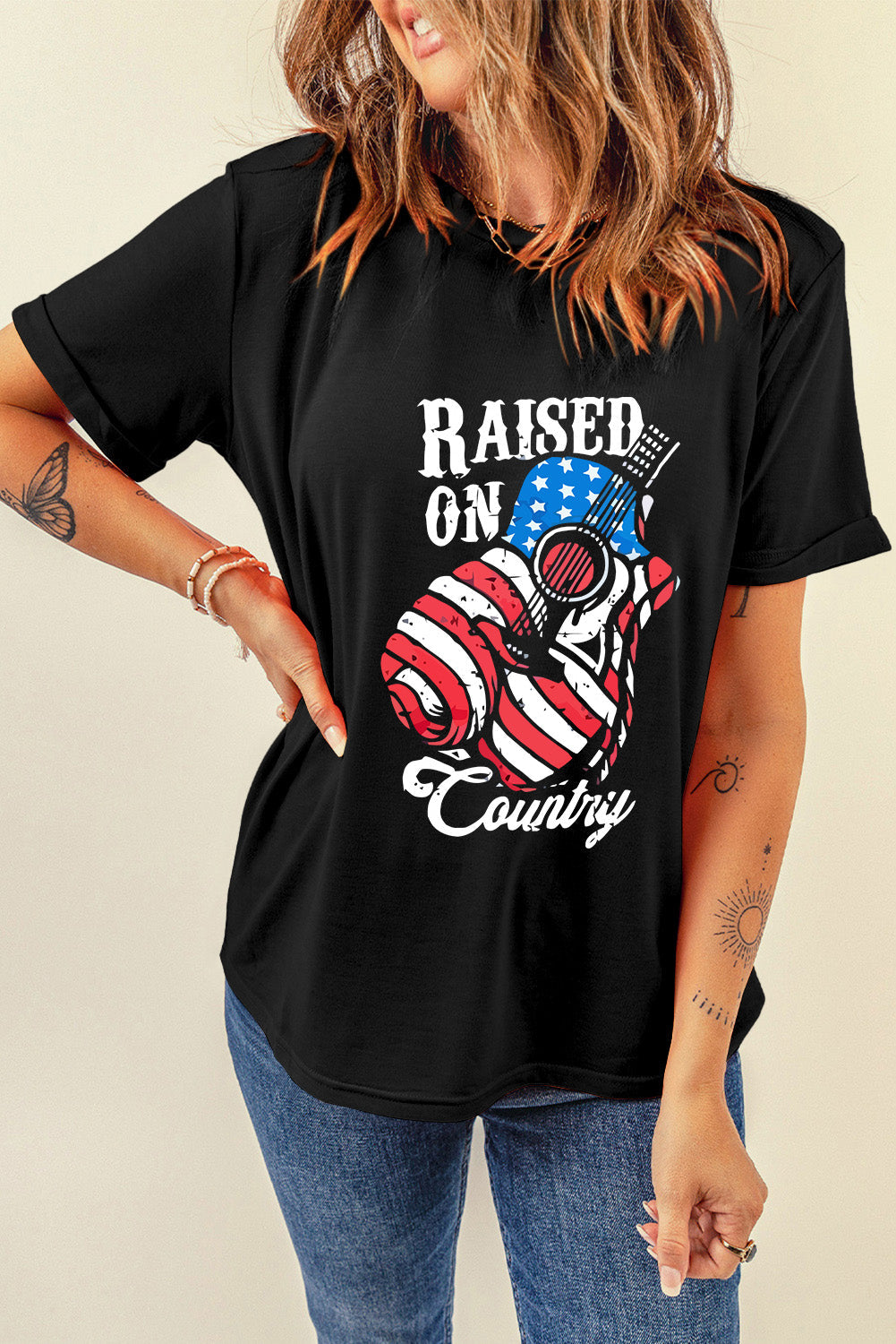 Stilla | RAISED ON COUNTRY Rundhals-T-shirt Levere