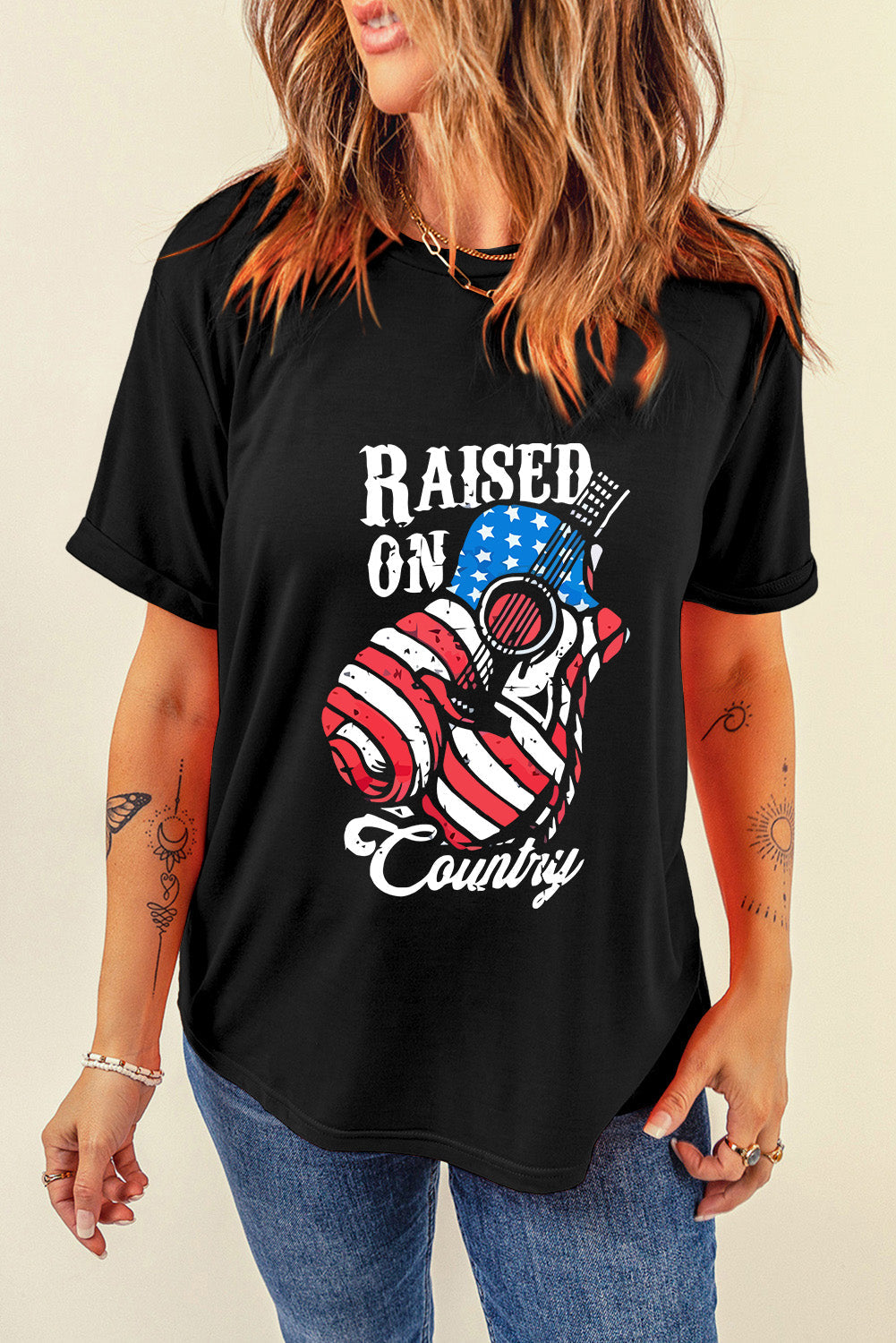 Stilla | RAISED ON COUNTRY Rundhals-T-shirt Levere