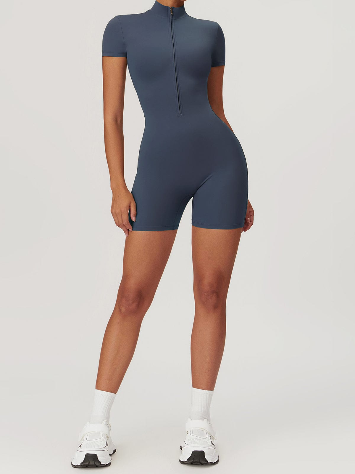 Stilla | Sporty Kortærmet Bodystocking Med Lynlås Udsalg