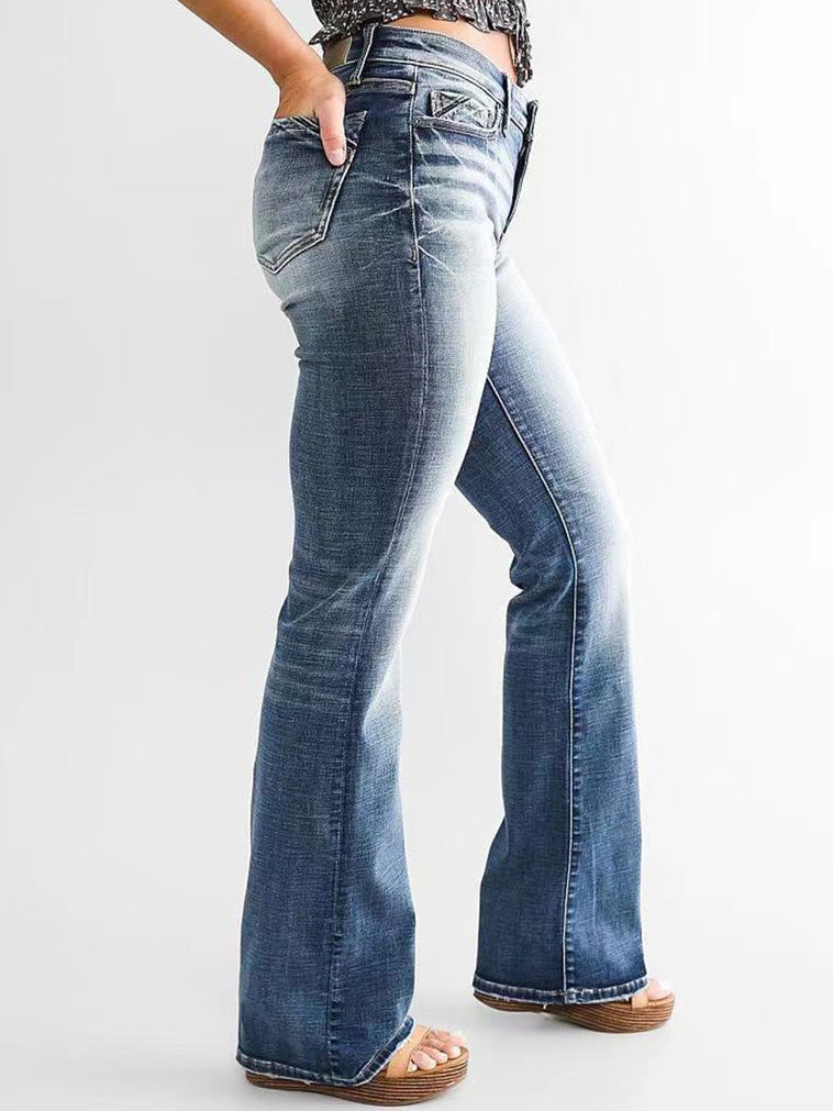 Stilla | Damens Jeans Lomme Slim Fit Mikro Flare Jeans Online Hot Salg