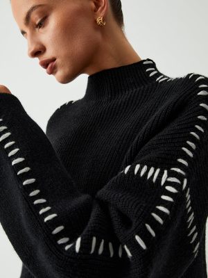 Stilla | Rullekravepullover med Piqué Detaljer