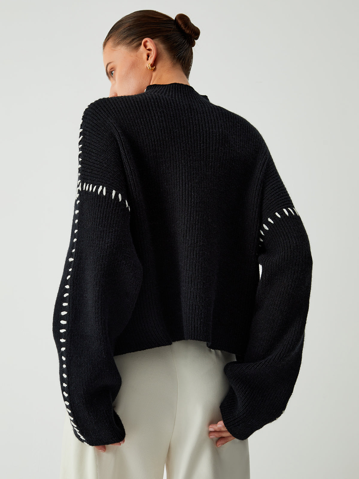 Stilla | Rullekravepullover med Piqué Detaljer