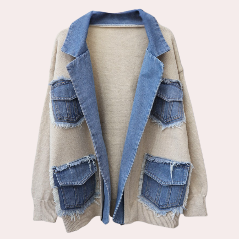 Stilla | Smart Cardigan til kvinder med trendy denim detaljer