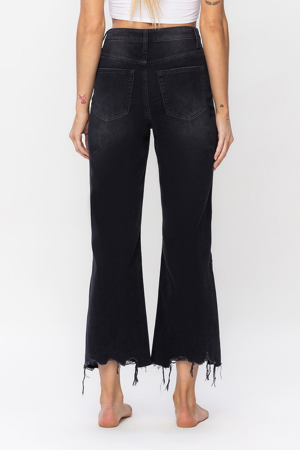 Stilla | by Flying Monkey Vintage Ultra Høj Talje Distressed Crop Flare Jeans