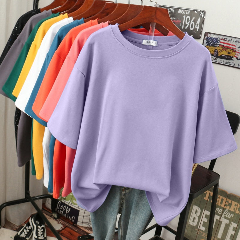 Stilla | Kælentisk Bomulds Basic: Plus Size T-shirt Til Damer Online Hot Salg