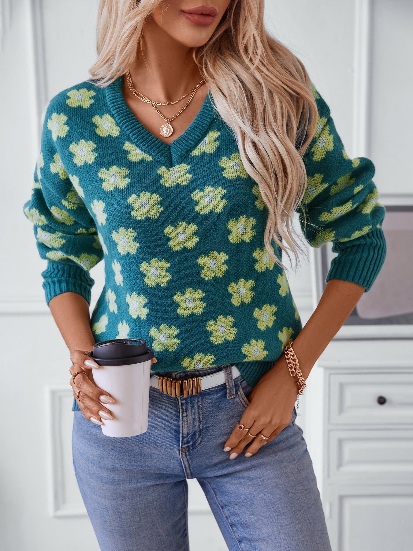 Stilla | Pullover med blomster mønster