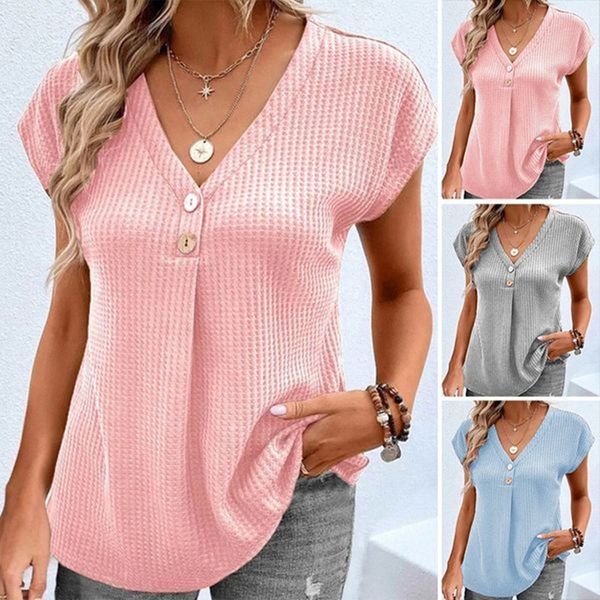 Stilla | Ensfarvet T-shirt Med V-hals Hot på udsalg
