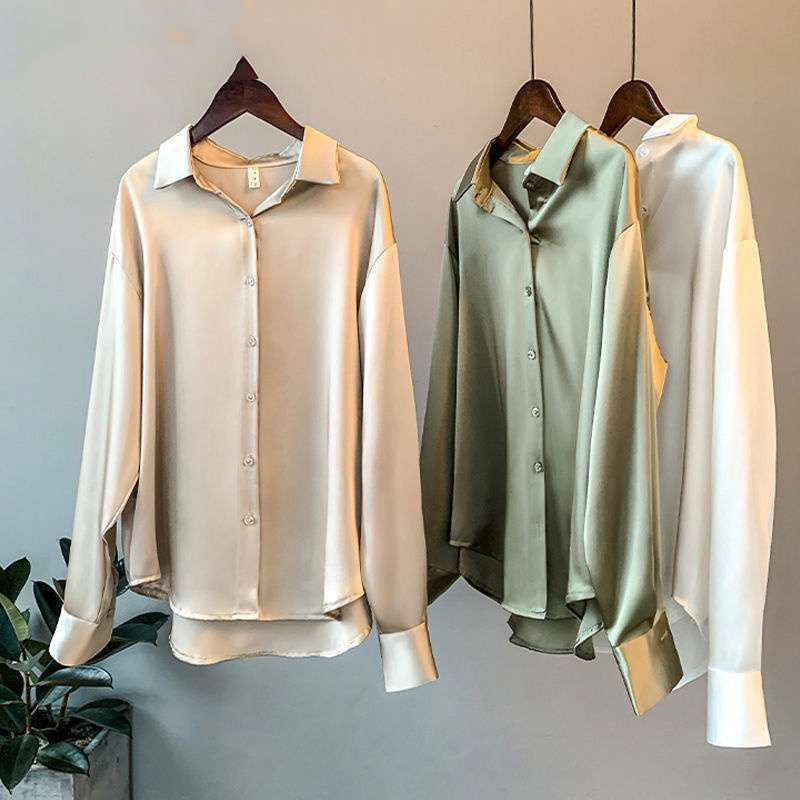 Stilla | Langærmet Dame satin skjorte Mode