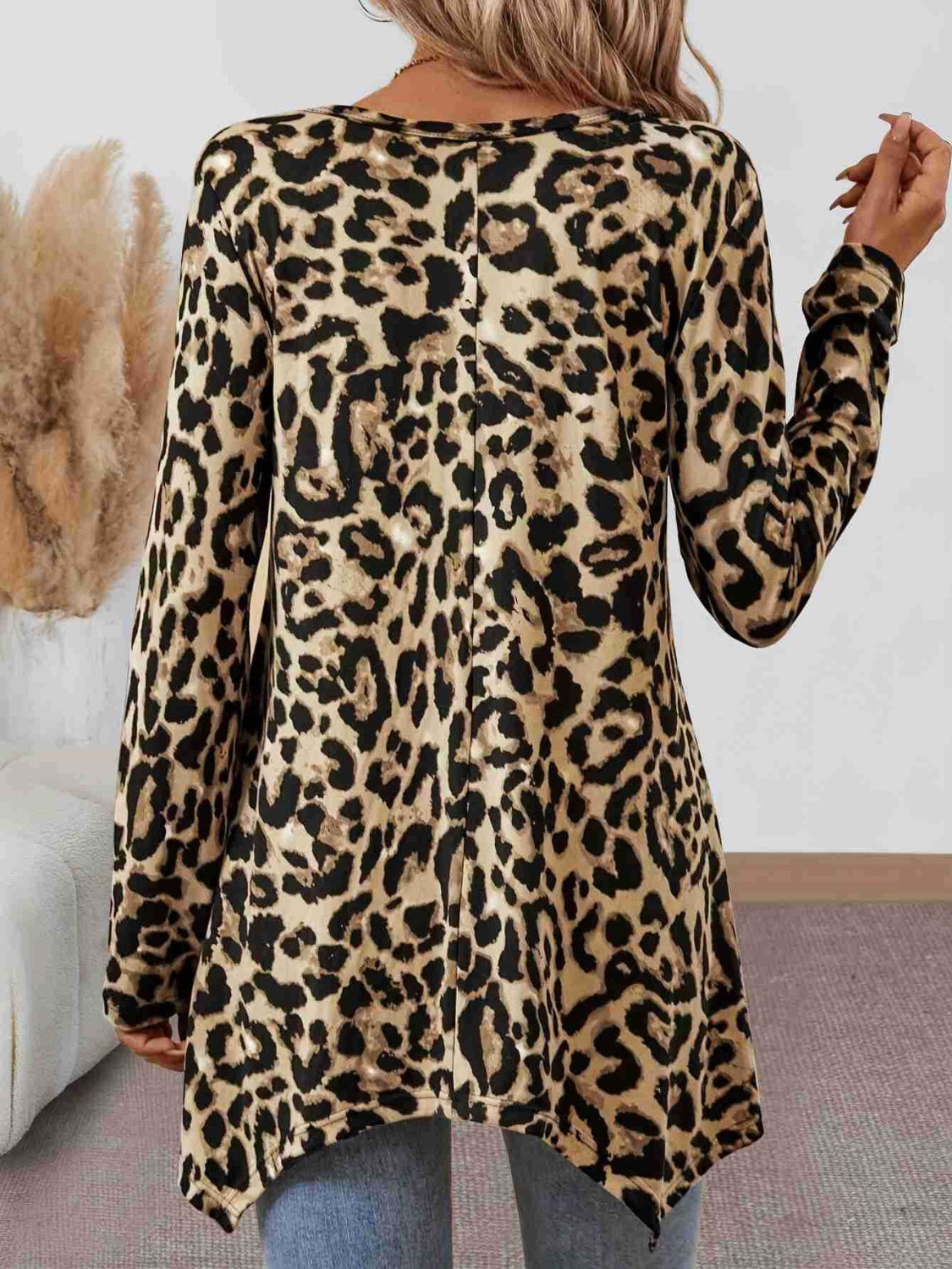 Stilla | Leopard Rundhalset Langærmet T-Shirt Online salg