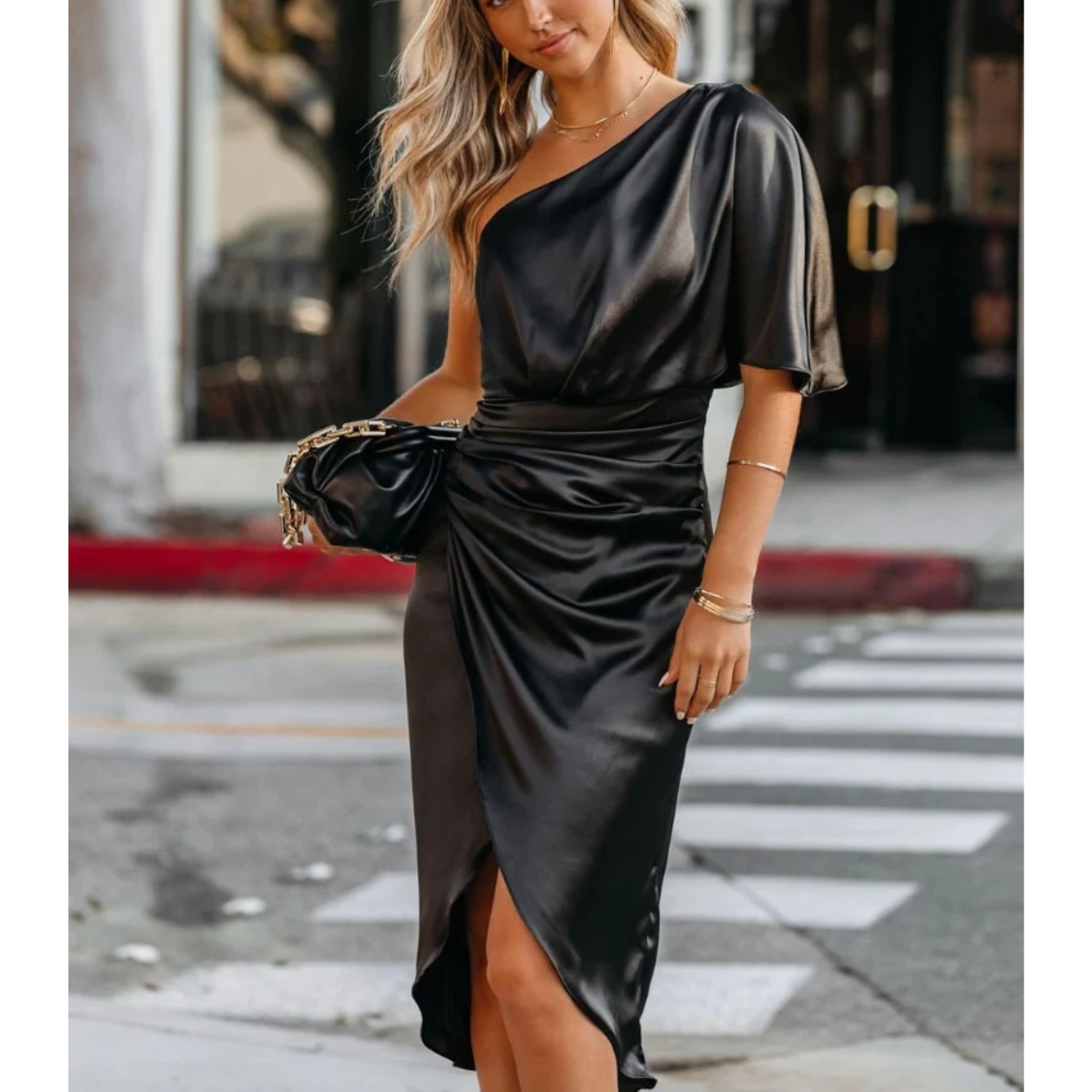 Stilla | Satin En Skulder Kjole Online