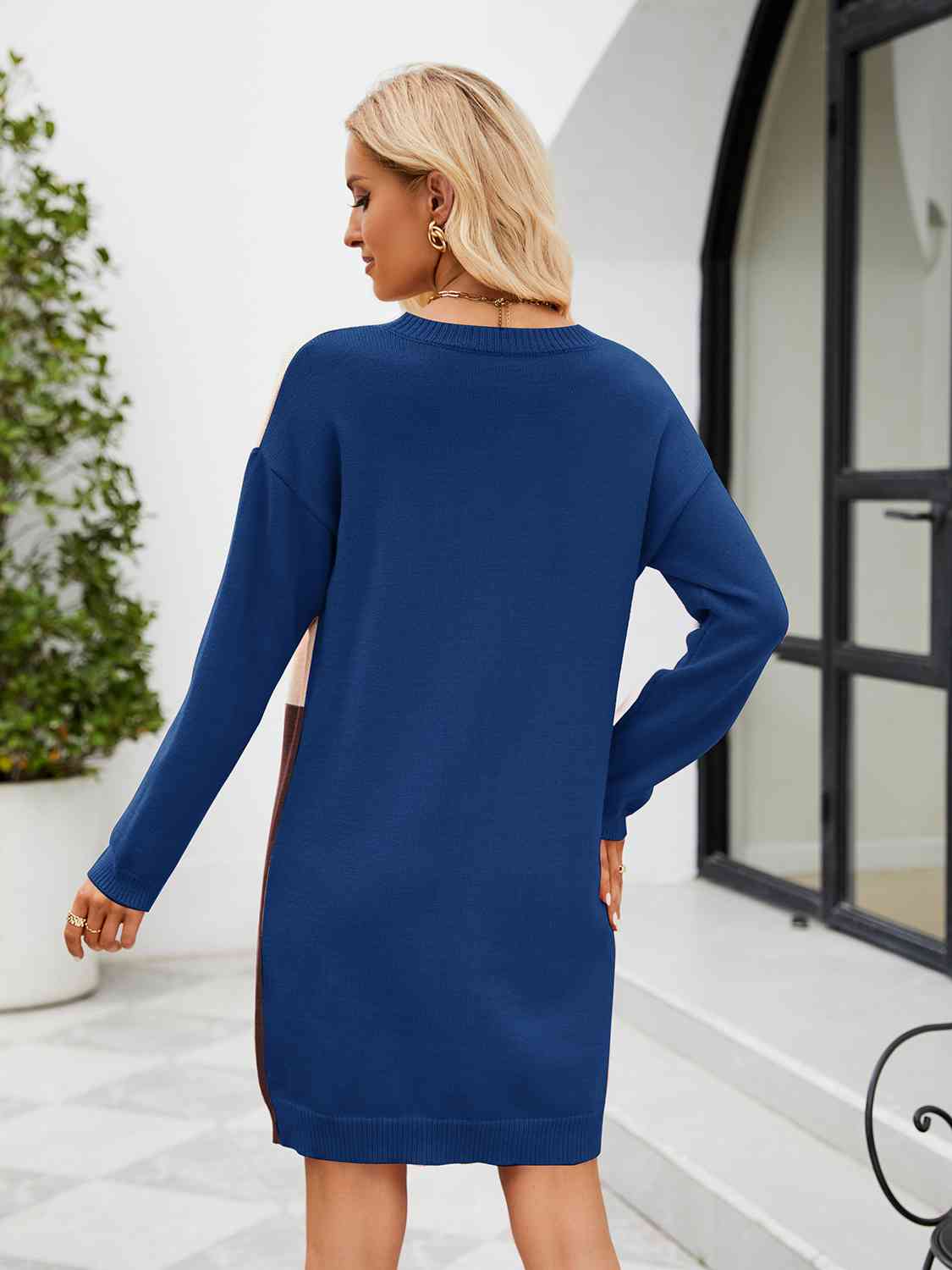 Stilla | Block Droppet Skulder Sweater Kjole
