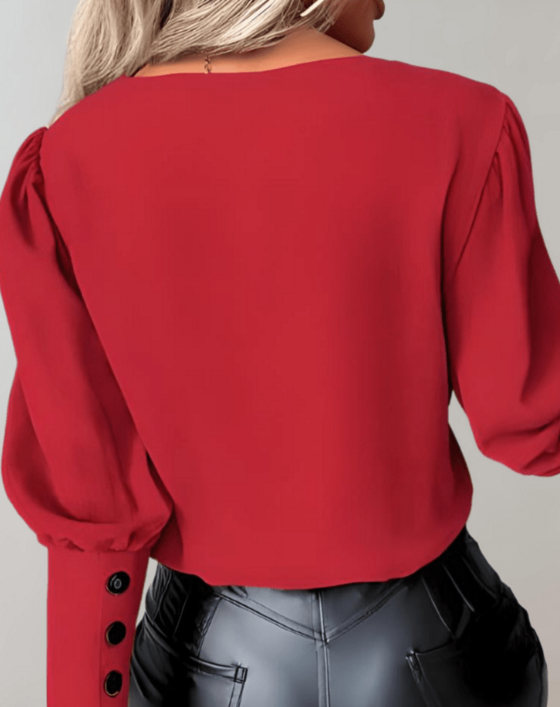 Stilla | Elegant & Fritid Dame V-Udskæring Top Med Lange Ærmer Og Knapper Online nu