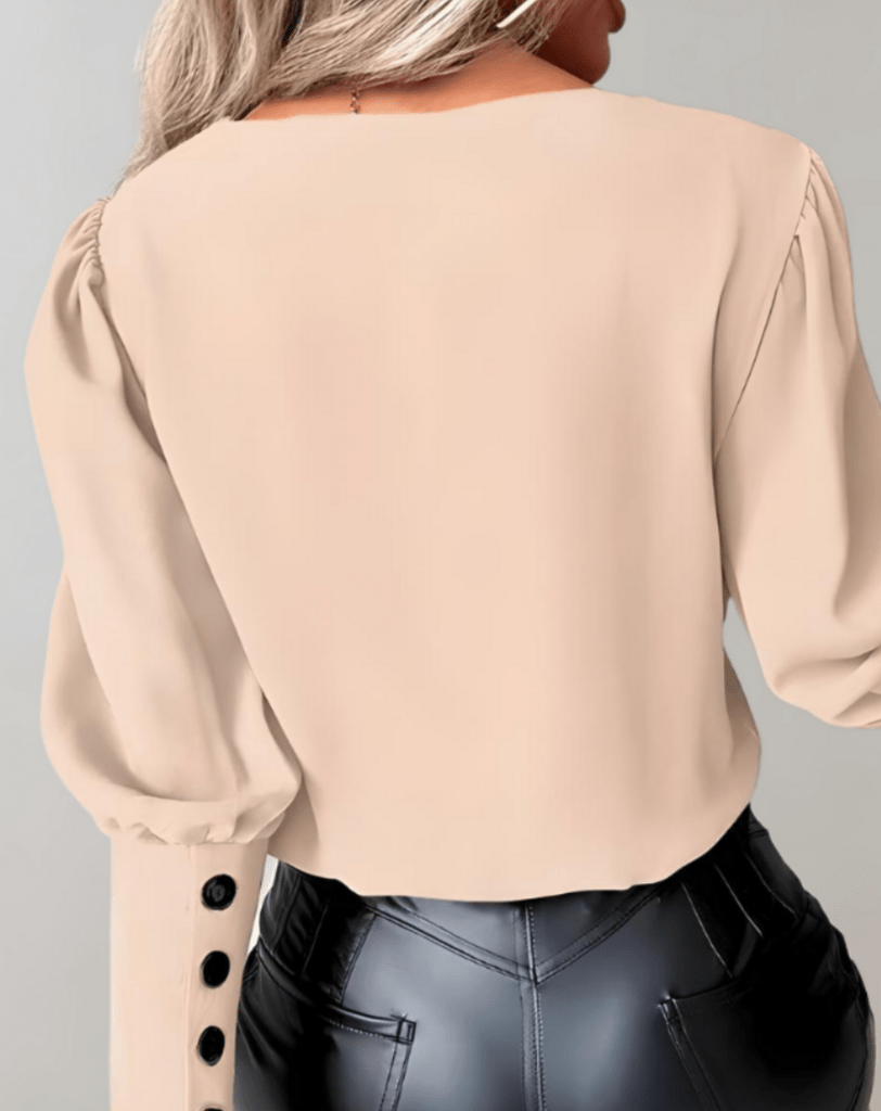 Stilla | Elegant & Fritid Dame V-Udskæring Top Med Lange Ærmer Og Knapper Online nu
