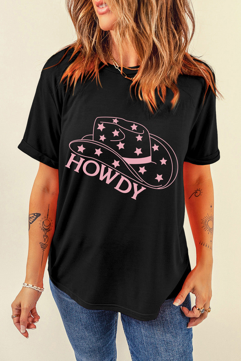 Stilla | HOWDY Rund hals Korte ærmer T-shirt