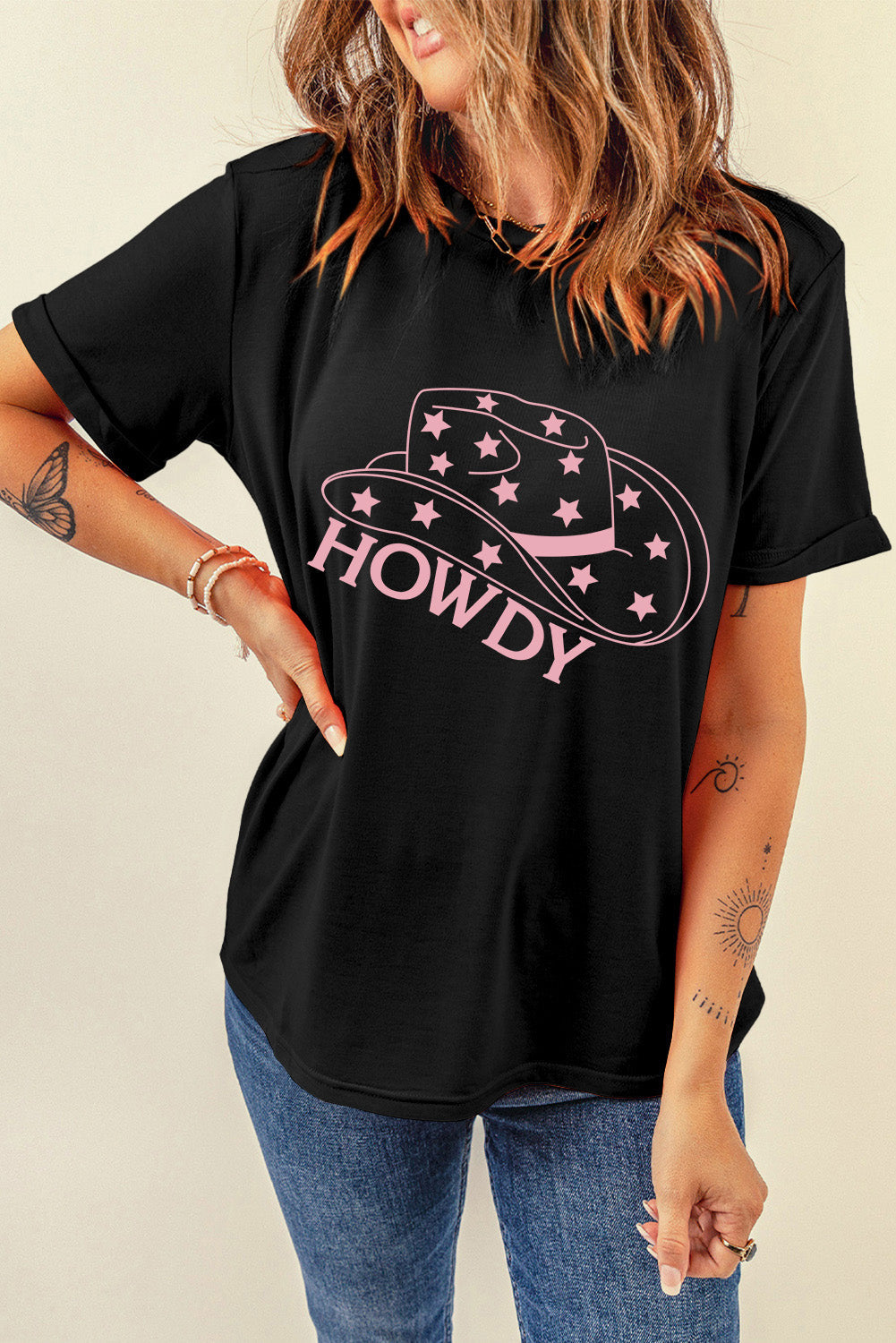Stilla | HOWDY Rund hals Korte ærmer T-shirt
