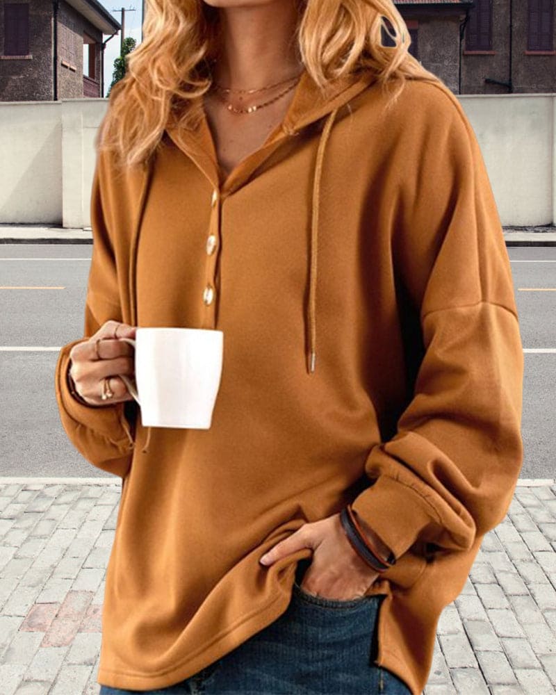 Stilla | Sweatshirt Behagelig hoodie med knapper Rabat