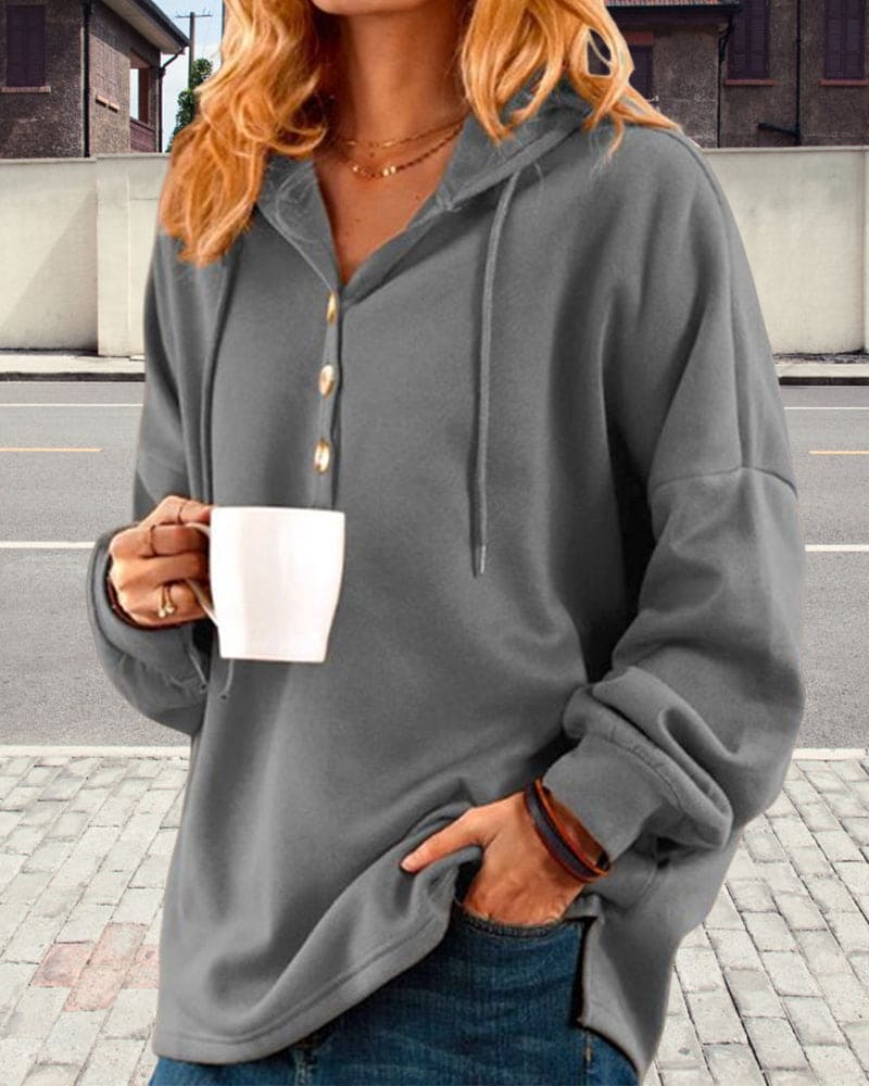 Stilla | Sweatshirt Behagelig hoodie med knapper Rabat