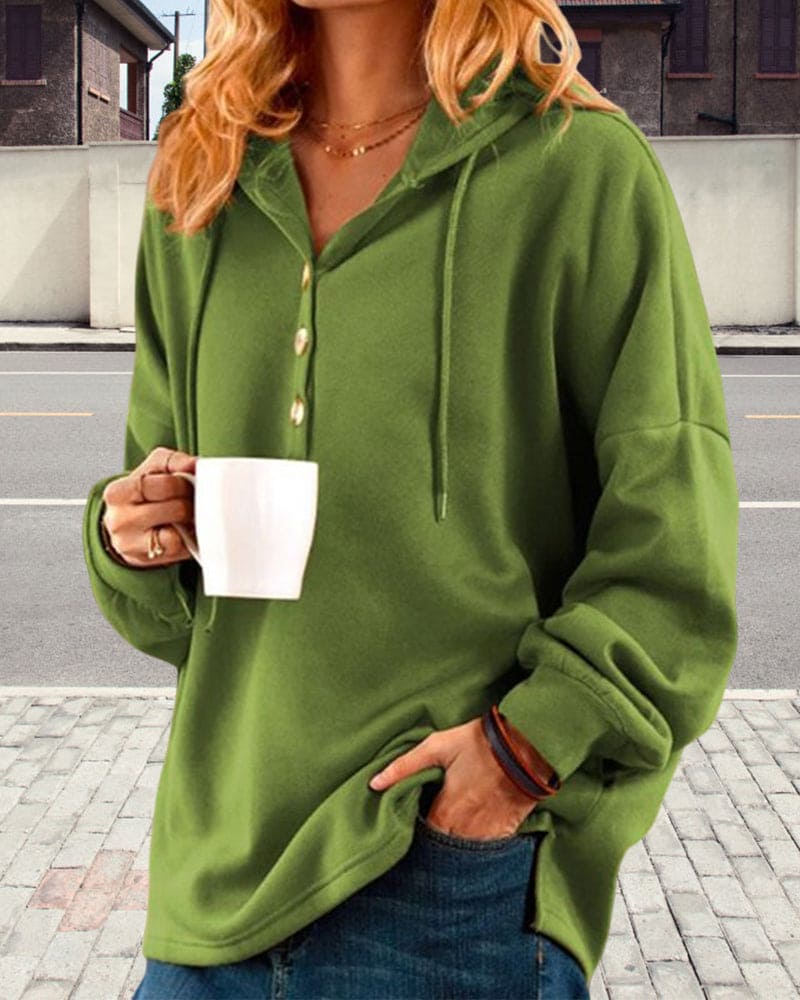 Stilla | Sweatshirt Behagelig hoodie med knapper Rabat