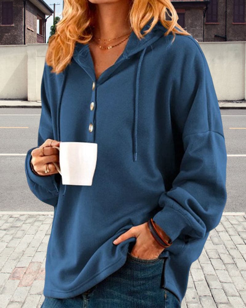 Stilla | Sweatshirt Behagelig hoodie med knapper Rabat