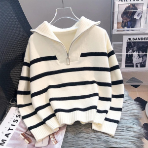 Stilla | Løs sweatshirt med stribet lynlås på udsalg