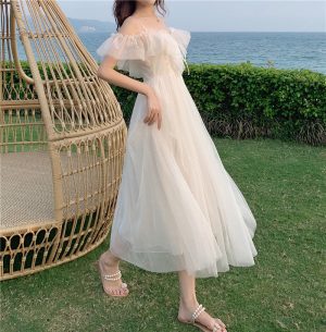 Stilla | Sommerferie Slim Off Shoulder Slip Kjole Online