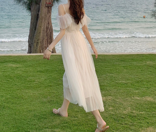 Stilla | Sommerferie Slim Off Shoulder Slip Kjole Online
