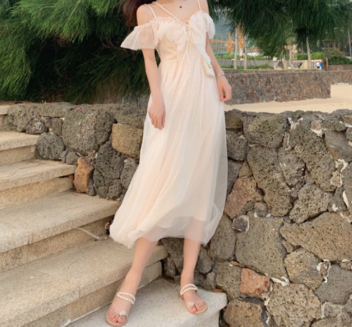 Stilla | Sommerferie Slim Off Shoulder Slip Kjole Online