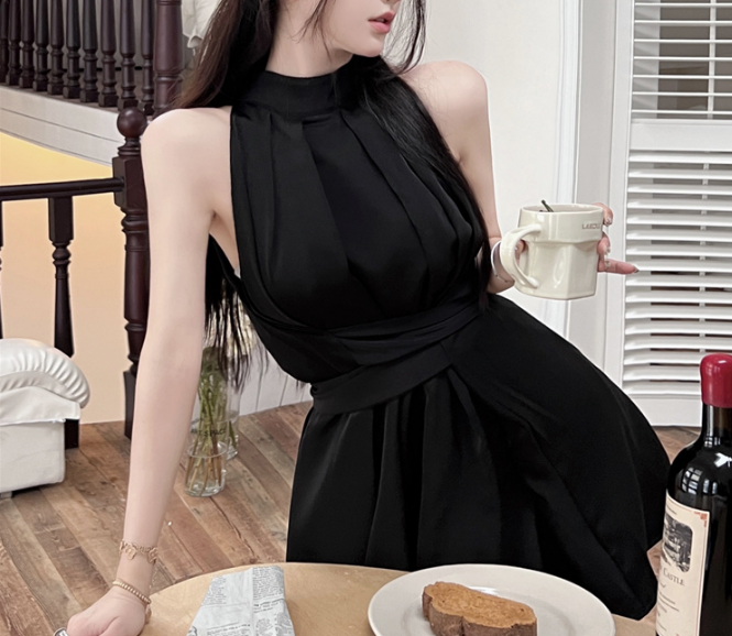 Stilla | Sexy Off Shoulder Halterneck Snøring Ærmeløs Cocktailkjole Udsalg