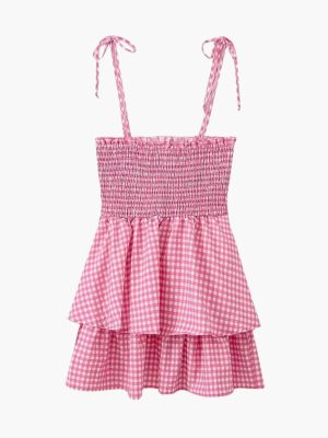 Stilla | Charmerende Rosa Hvid Ternet Sommerkjole