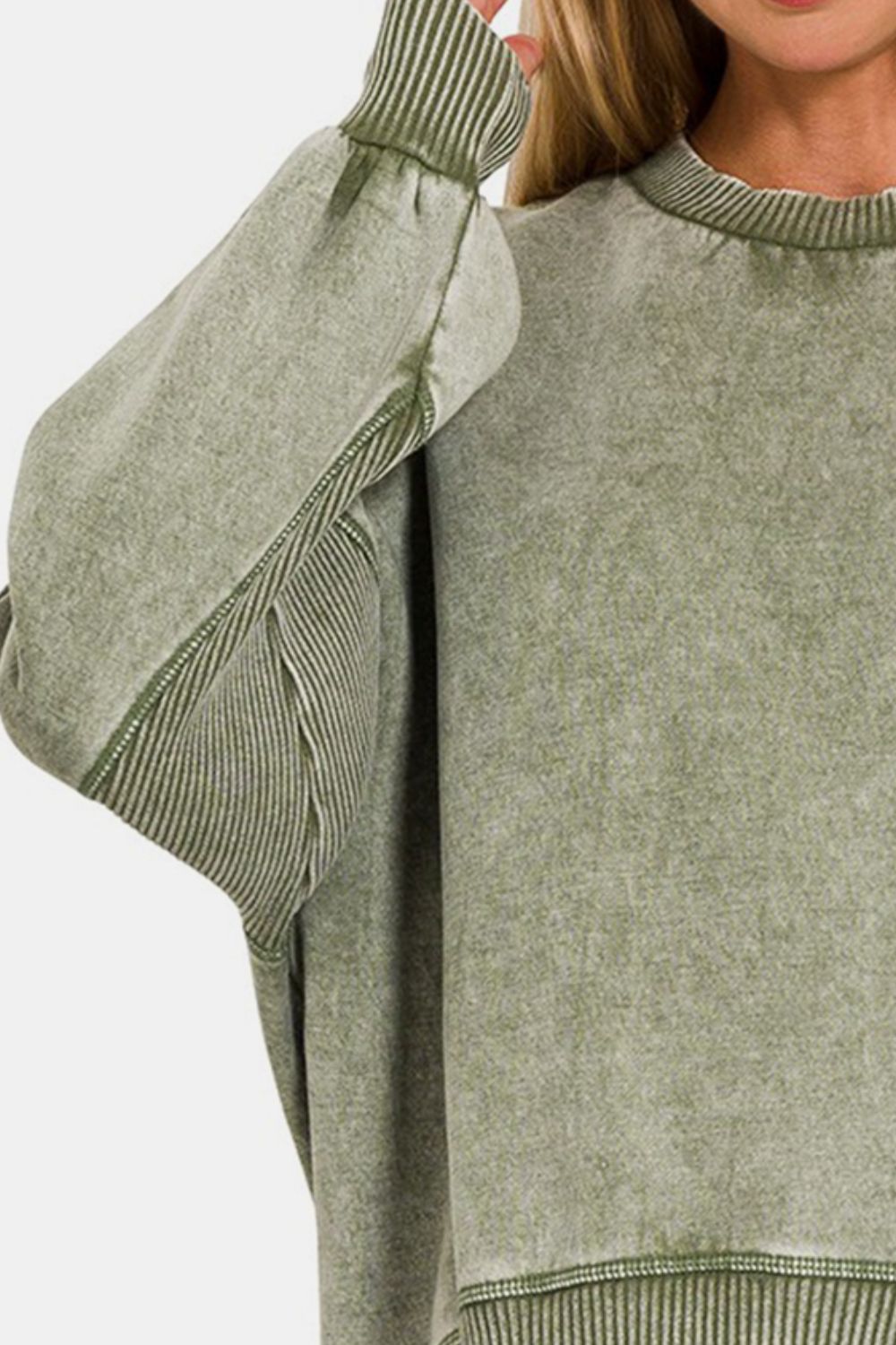 Stilla | Rund Hals Faldet Skulder Lantern Ærme Sweatshirt Online nu