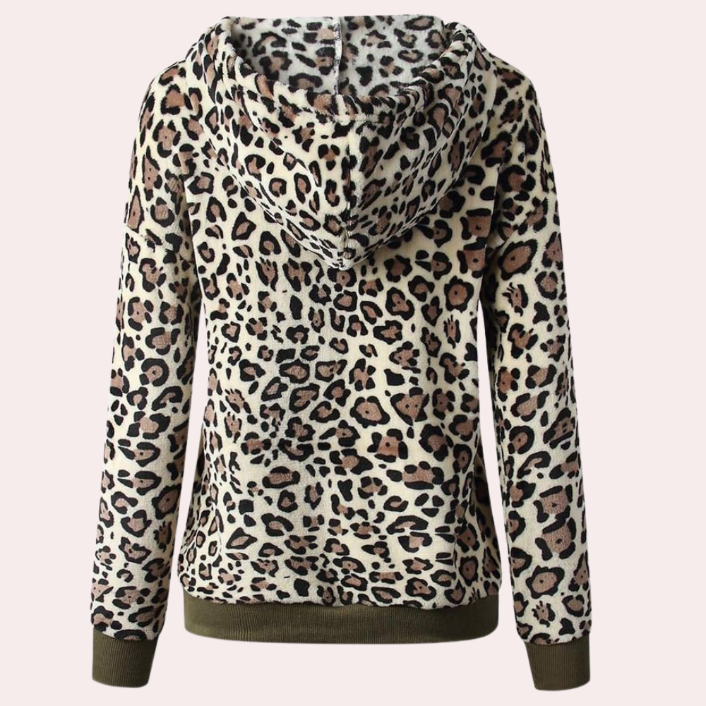 Stilla | Stilet Leopardmønster Vinter Hoodie til Kvinder Online salg