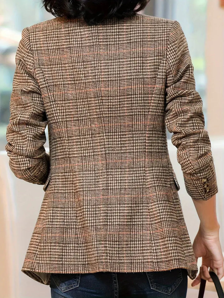 Stilla | Rutet Blazer Med Revers Og En Knap Online Hot Salg